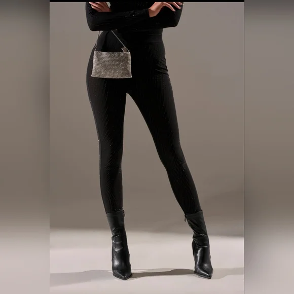 AKIRA TWINKLING LIGHTS RHINESTONE MESH LEGGINGS IN BLACK Size 1X - Picture 2 of 6